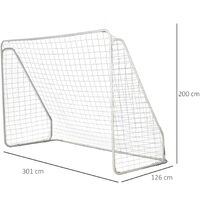 HOMCOM Cage de foot but de football adultes adolescents cadre métal maille  du filet en PE assemblage et démontage faciles idéale pour école parc  jardin cour 301 x 126 x 200 cm