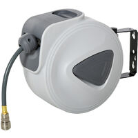 Enrouleur de tuyau à air comprimé - tuyau : 10 m + 0,9 m - Ø intérieur 3/8 (9,5 mm), 1/4 (6,35 mm) BSPT - dévidoir automatique pour tuyau d'air rétractable gris