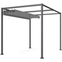 Pergola rétractable OUTSUNNY - 2,98L x 2,13l x 2,22H m - Structure métal époxy anticorrosion - Toile polyester haute densité 180 g/m² incluse - Gris