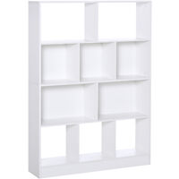 HOMCOM Bibliothèque étagère meuble de rangement 5 niches + 5 étagères  panneaux particules blanc pas cher 