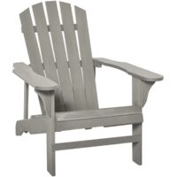 Outsunny – Fauteuil Adirondack en bois massif de sapin gris effet vieilli – Haut dossier incliné – Assise profonde et larges accoudoirs – Confort optimal