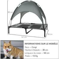 Lit Surélevé Pour Chien/chat PawHut - 76x61 Cm, Hauteur 18 Cm, Tissu Oxford Et Textilène Ventilé, Support 20 Kg