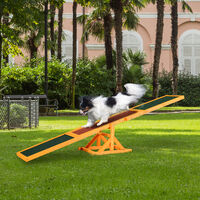 Agility sport pour chien bascule - bascule pour chien - équipement entrainement chien - bois sapin pré-huilé feutre bitumé antidérapant brique vert