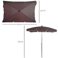 Parasol rectangulaire inclinable alu acier polyester haute densité diamètre 2 m chocolat