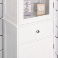 Meuble colonne de salle de bain placard porte acrylique 2 étagères placard porte 1 étagère tiroir MDF blanc - Blanc
