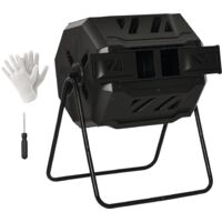 Outsunny – Composteur rotatif 360° double chambre 160 L – Acier époxy anti-UV – 16 évents pour oxygénation optimale – Montage facile