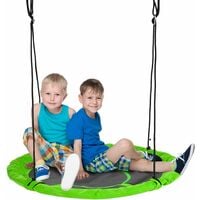 Balançoire nid d'oiseau ronde balançoire panier Ø 110 cm 4 anneaux inclus métal époxy Oxford haute densité vert