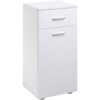 KLEANKIN Meuble de rangement salle de bain - 2 portes, tiroir, 3 étagères -  dim. 60L x 33l x 122H cm - MDF blanc pas cher 