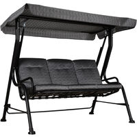 Outsunny – Balancelle de jardin 3 places – Toit inclinable – Coussins amovibles – Acier époxy anticorrosion – Charge max. 270 kg – Gris noir
