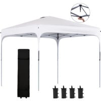 Tonnelle barnum automatique pop-up dim. 2,53L x 2,53l x 2,68H m hauteur réglable nombreux accessoires inclus acier oxford blanc