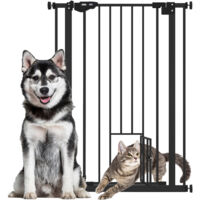 Pawhut – Barrière de sécurité animaux 74-80 cm – Acier et plastique – Double verrouillage – Ouverture double sens – Installation sans perçage