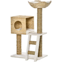 Pawhut – Arbre à chat griffoir hauteur 100,5 cm – 2 coussins moelleux – Poteaux en quenouille – Pour chats jusqu'à 4,5 kg