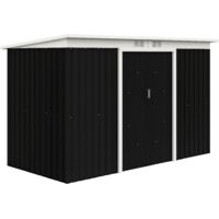 Outsunny – Abri de jardin métal 3,2 m² – Acier galvanisé noir – Dimensions 280x130x172 cm – 2 portes coulissantes – Ventilation intégrée