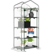 Outsunny – Serre à tomates 70x50x160cm – Châssis acier thermolaqué – Bâche PVC haute densité – 4 étagères – Protection contre intempéries et nuisibles