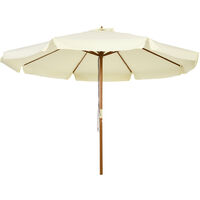 Parasol droit rond grande taille de jardin Ø 3,25 x 2,5H m bois de bambou polyester beige - Beige