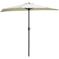 Outsunny – Demi-parasol balcon en acier 260x135cm – Ouverture manuelle par manivelle – 5 entretoises pour stabilité – Couleur beige