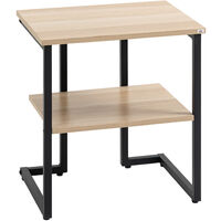 Table d'appoint guéridon avec 2 plateaux en métal et panneaux de particules - dim. 45L x 35l x 48H cm