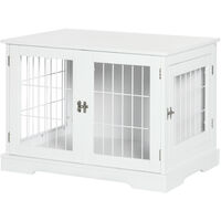 Pawhut – Cage pour chien en MDF blanc 76x54,5x56cm – 2 portes verrouillables – Meuble décoratif intérieur – Caisse de transport pour animaux
