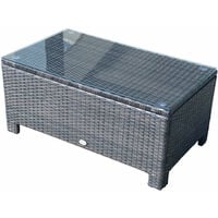 Table basse de jardin plateau verre trempé 5 mm rotin tressé 85 x 50 x 39cm Max. 50 kg marron