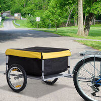 Remorque de transport vélo cargo barre d'attelage incluse housse amovible 4 réflecteurs charge max. 40 Kg noir jaune