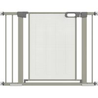 Pawhut – Barrière de sécurité pour animaux 75-103 cm – Acier avec fermeture automatique et double verrouillage – Gris