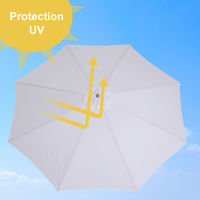 Parasol droit en bois polyester haute densité protection solaire Ø 3 x 2,5 m crème