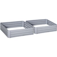 Lot de 2 carrés potager de jardin dim. 100L x 100l x 30H cm tôle d'acier ondulée gris