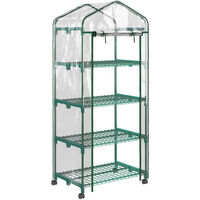Outsunny – Mini serre de balcon sur roulettes 4 étagères – Acier thermolaqué – Bâche PVC zippée – Dimensions 0,69L x 0,5l x 1,65H m