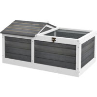 Pawhut – Enclos pour tortue en bois de sapin 86x54x43cm – Niche abritée avec porte – Grillage galvanisé pour aération – Gris foncé