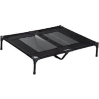 Lit sur pieds pour chien chat lit de camp animal lit surélevé Oxford textilène micro-perforé dim. 92L x 76l x 18H cm noir