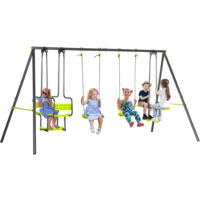 Outsunny – Balançoire portique pour enfant 4 agrès – Acier époxy anticorrosion – Dimensions 355x184x186cm – Charge max 240kg – Vert