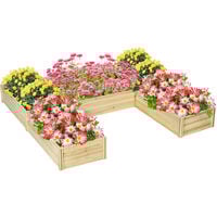 Lot de 5 jardinières - ensemble de 5 carrés potagers - forme personnalisable - bois de sapin pré-huilé