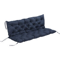 Outsunny – Coussin extérieur 150x98x8cm – Tissu polyester bleu – Épaisseur 8cm pour confort optimal – 6 cordons d'attache – Design capitonné Cherterfield