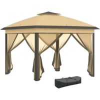Outsunny – Tonnelle barnum de jardin pliable 330x330x288cm – Tissu Oxford 160g/m² – Double toit avec ventilation – 4 moustiquaires amovibles