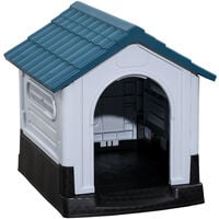 Niche pour chien - dim. 64L x 57l x 66H cm - PP bleu blanc