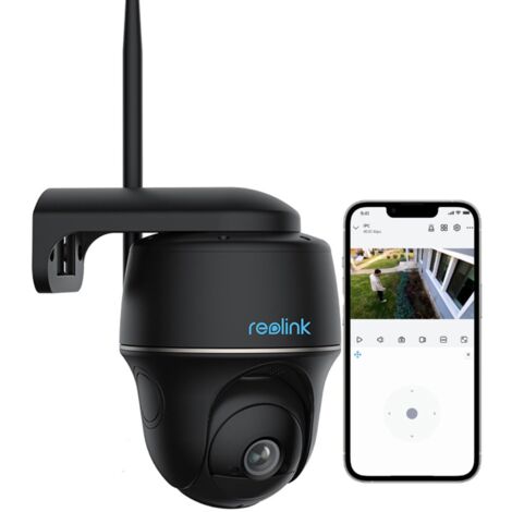 Reolink 2K 4MP Akku 2,4/5GHz WiFi Überwachungskamera mit Personen-/Autoerkennung, 355°/140° Schwenkbar, PIR-Sensor, Schwarz