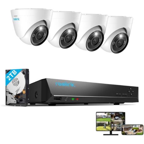 Reolink 12MP Überwachungskamera Set Outdoor, 4X 12MP PoE Dome Überwachungskamera+8CH 2TB HDD NVR, Personen-/Fahrzeugerkennung, 30m Nachtsicht, 24/7 Schutz