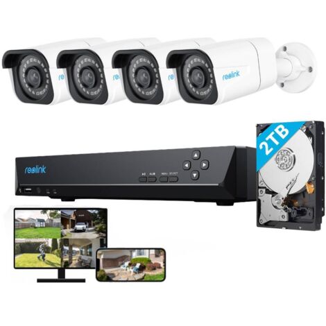 Reolink 8MP Überwachungskamera Set Outdoor, 4X 8MP PoE Bullet Überwachungskamera+8CH 2TB HDD NVR, Personen-/Fahrzeugerkennung, 30m Nachtsicht, 24/7 Schutz