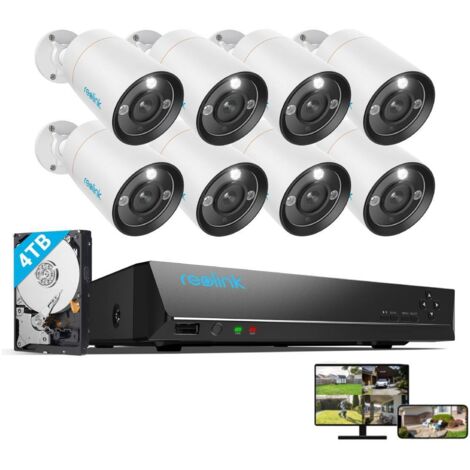 Reolink 12MP Überwachungskamera Set Outdoor, 8X 12MP PoE Bullet Überwachungskamera+16CH 4TB HDD NVR, Personen-/Fahrzeugerkennung, 30m Nachtsicht, 24/7 Schutz