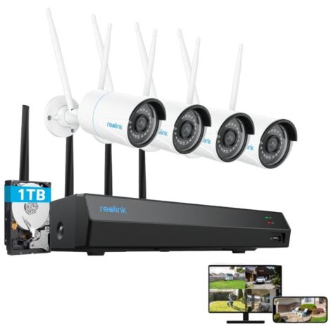 Reolink 2K+ 5MP WLAN Überwachungskamera Set Outdoor, 4X 5MP 2.4/5GHz WiFi Überwachungskamera+12CH WFi NVR mit 1TB HDD, Intelligente Erkennung, Nachtsicht, 24/7 Schutz