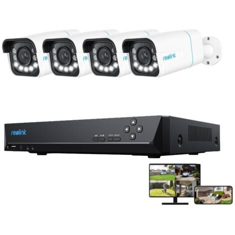 Reolink 4K 8MP PoE Überwachungskamera Set Outdoor, 4X 8MP PoE Bullet Überwachungskamera+8CH 2TB HDD NVR,  Intelligente Erkennung, Farbnachtsicht, 5X Zoom, 24/7 Schutz