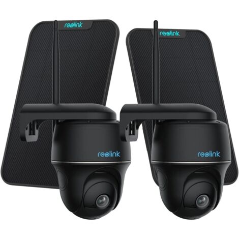 Reolink 2K 4MP PTZ Überwachungskamera Solar Akku Aussen mit Personen-/Fahrzeugerkennung, 2,4/5GHz WLAN, 355°/140° Schwenkbar, 2-Wege-Audio, Argus PT Pro+Solarpanel, Schwarz, 2 Pack