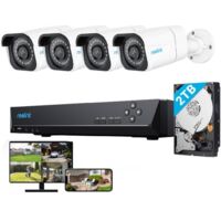 Reolink 8MP Überwachungskamera Set Outdoor, 4X 8MP PoE Bullet Überwachungskamera+8CH 2TB HDD NVR, Personen-/Fahrzeugerkennung, 30m Nachtsicht, 24/7 Schutz