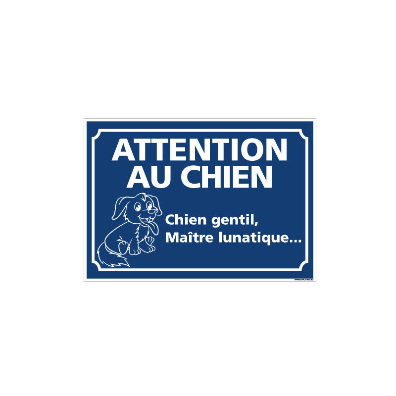 Pancarte Humour Attention Chien Lunatique – Akita Inu & Maître Encore Pire – Plaque Aluminium Personnalisable 15x20 Cm