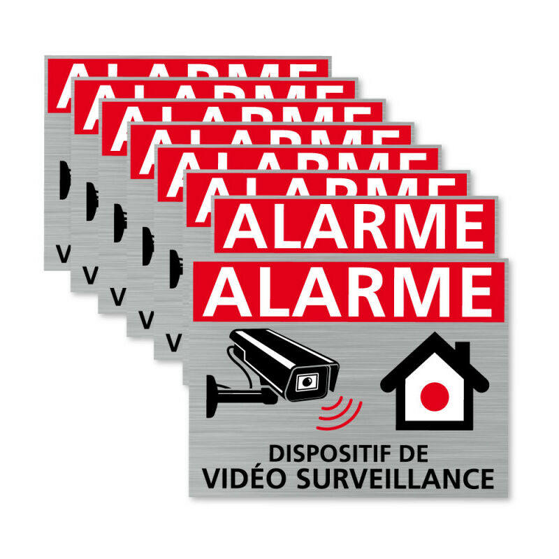 5 autocollants panneau Propriété Alarme sous vidéo surveillance M061 8 CM 