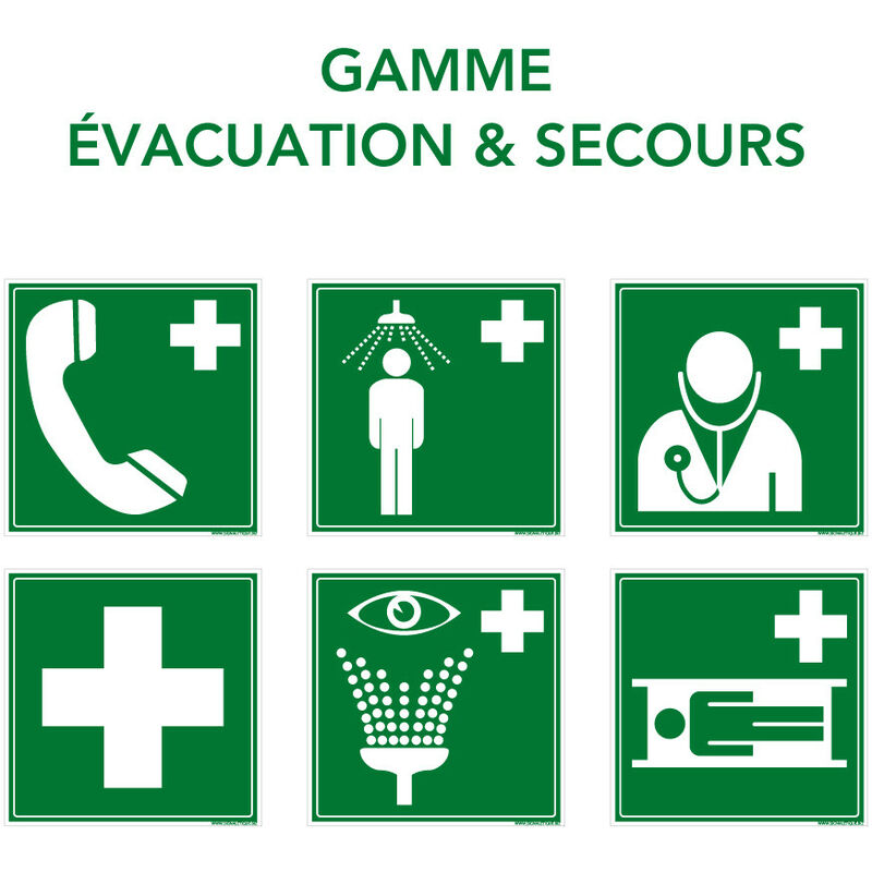 Autocollants Marteau De Secours E025 - Lot De 6, 50 X 50 Mm, Conforme DIN EN ISO 7010, Résistants Aux UV - 8
