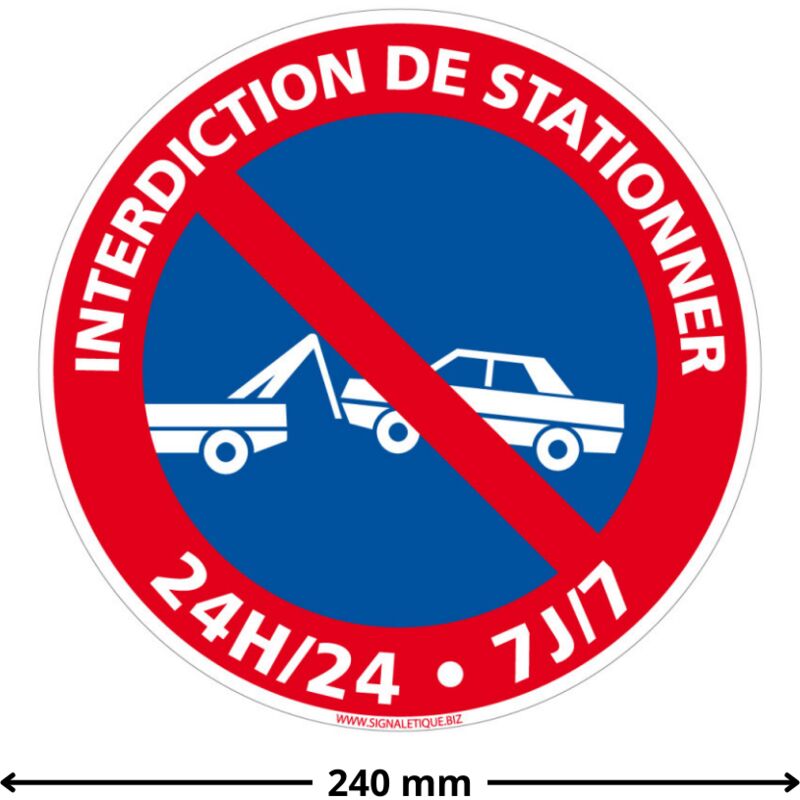 AUA SIGNALETIQUE Verbotsschild „Parken Verboten 24/7“ – 130 Mm, PVC 1,5 Mm Oder Alu