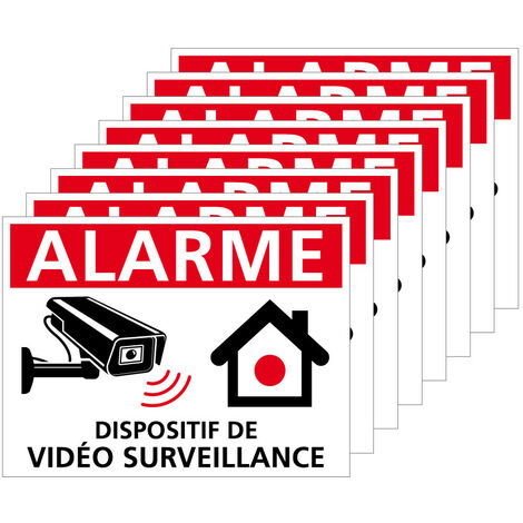 Autocollants Alarme Lot de 8 stickers Alarme Sécurité Protection Vidéosurveillance 8 x 6 cm résistants UV et pluie. Alarme dispositif de vidéo surveillance . - Alarme dispositif de vidéo surveillance