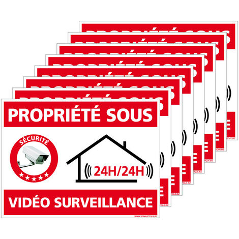Lot De 6 Autocollants Alarme – Site Sécurisé Par Télésurveillance 24h/24, Dissuasifs, Made In France