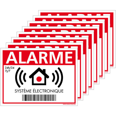 Autocollants Alarme Lot de 8 stickers Alarme Sécurité Protection Vidéosurveillance 8 x 6 cm résistants UV et pluie. Alarme système électronique . - Alarme système électronique